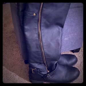 Faux Black Leather Boots
